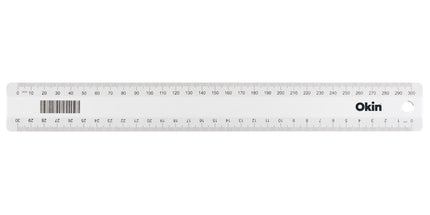 Okin Ruler Metric Clear Plastic 30cm