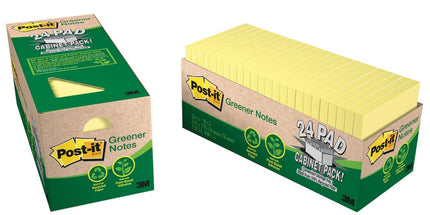 Post-it Self Adhesive Notes 654R-24CP-CY Greener Cabinet Pack 76 x 76mm Yellow Pack 24