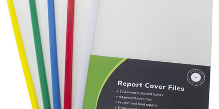 OSC Report Cover A4 Assorted Colour Spines Pack 5