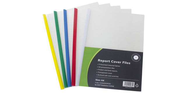 OSC Report Cover A4 Assorted Colour Spines Pack 5