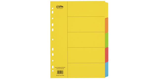 Icon Dividers Cardboard 5 Tab A4 Coloured