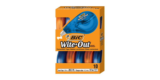 BIC Write-Out Correction Tape 4mm x 12m Box 10
