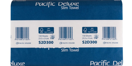 Pacific Deluxe Slim Premium Hand Towel 2 Ply 150 Sheets Per Pack White Carton 12
