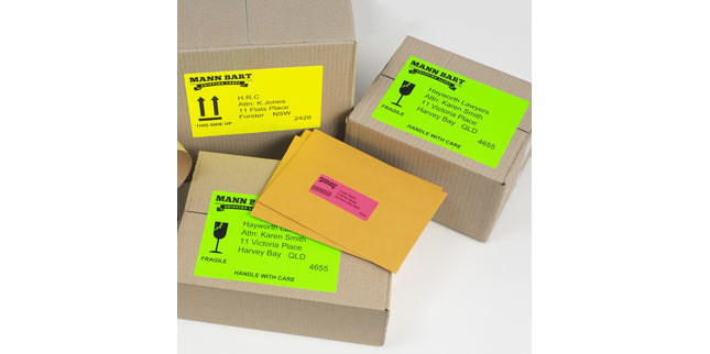 Avery Shipping Labels Laser High Vis 35937 L7163FG 99.1 x 38.1mm 14 Per Sheet Fluoro Green Pack 350