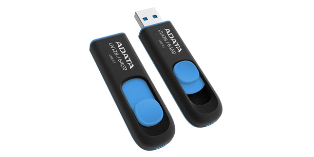 Adata DashDrive Flash Drive Retractable USB 3.0 UV128 64GB Blue Black