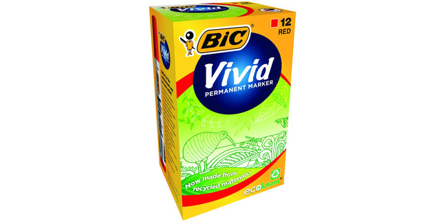 BIC Eco Vivid Permanent Marker Bullet Tip 4.95mm Red Box 12