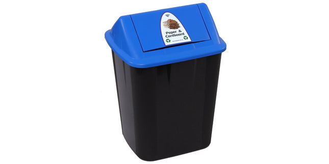 Italplast Waste Separation Bin Paper Cardboard 32L Black Bin Blue Lid