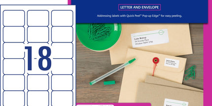 Avery Address Labels Sure Feed Laser Printer 952001 / L7161 63.5 x 46.6mm 18 Per Sheet Pack 360