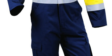 Bison Arcguard Overall Flameguard 300gsm Cotton Day/Night Zip Yellow/Navy