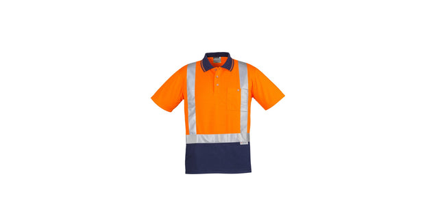 Syzmik ZH233 Hi Vis Spliced S/S Polo Shoulder Taped Orange/Navy