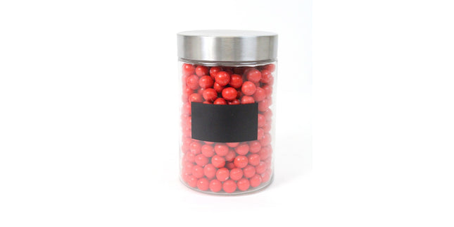 Seymours Container Glass Container Glass Stainless Steel Lid With Blackboard Label Medium