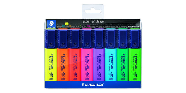 Staedtler Textsurfer Classic Highlighter Chisel Tip Assorted Colours Pack 8