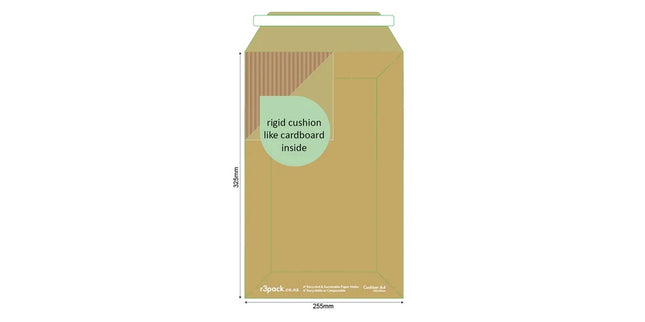 R3pack Rigid Cushioned Paper Courier Bag A4 250x325mm Pack 100