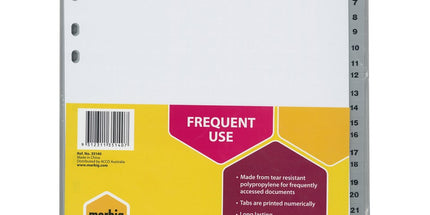 Marbig Indices Polypropylene 1-54 Tab A4 Grey