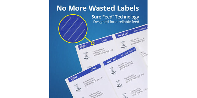 Avery Address Labels Sure Feed Laser Printer 952000 / L7160 63.5 x 38.1mm 21 Per Sheet Pack 420