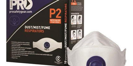 Dust Masks Flat Fold P2+ Valve Box 10