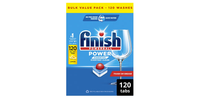 Finish Power Essential Dishwashing Tablets Lemon Sparkle Pack 120