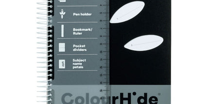 Colourhide Spiral Notebook 2 Subject A5 300 Pages Black