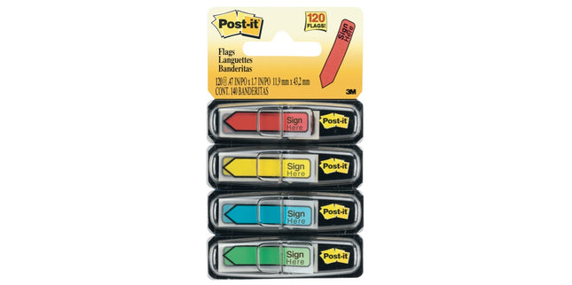 Compare Post-it Adhesive Flags Arrow Sign Here 684-SH 12 x 43mm 4 Assorted Colours Pack 120