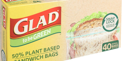 Glad To Be Green Storage Bags Plant Based Resealable 180 x 170mm Pack 40