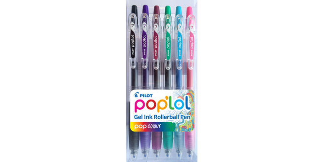 Pilot Pop'lol Gel Ink Pen Retractable Fine 0.7mm Assorted Colours Pack 6