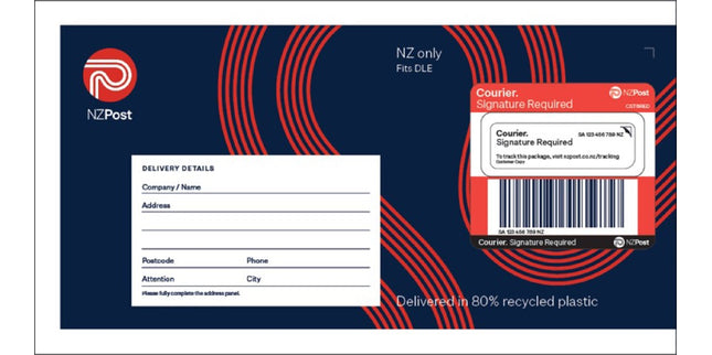 Courierpost Mailer Bag Prepaid Signature Required DLE 130mm x 240mm Pack 25