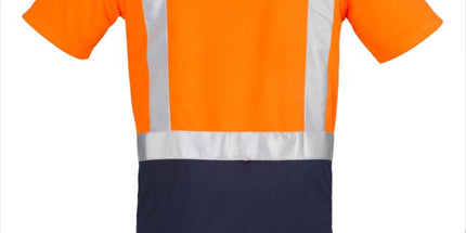 Syzmik ZH233 Hi Vis Spliced S/S Polo Shoulder Taped Orange/Navy