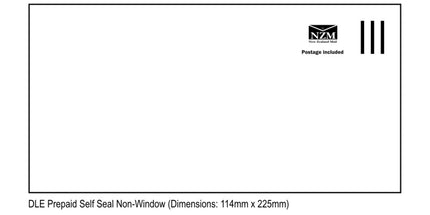 NZM Prepaid Envelope Self Seal DLE 114mm x 225mm White Box 500