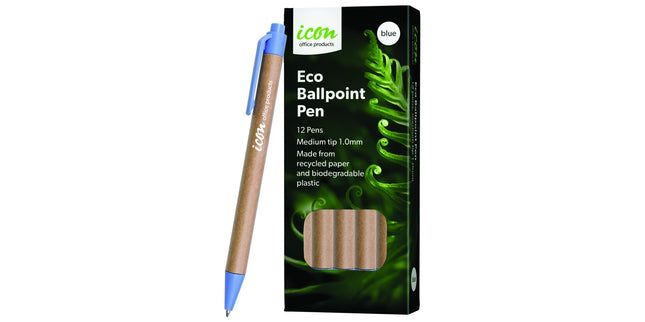 Icon Ballpoint Pen Eco Retractable Medium 1.0mm Blue Pack 12