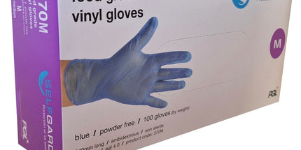 Pomona Vinyl Gloves Food Grade Powder Free Blue Box 100