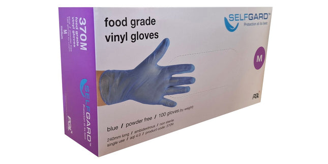 Pomona Vinyl Gloves Food Grade Powder Free Blue Box 100