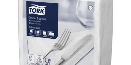 Tork Advanced Napkins 2 Ply Dinner 4 Fold 390 x 390mm White Pack 150