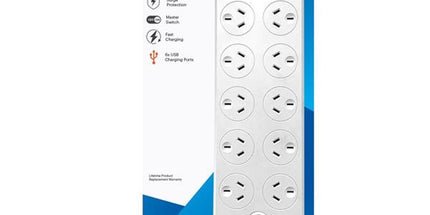 Jackson 10-way Powerboard With 6x Usb-a Fast Charging Ports