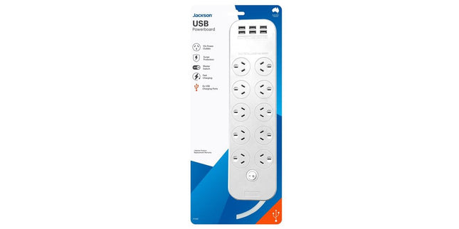Jackson 10-way Powerboard With 6x Usb-a Fast Charging Ports