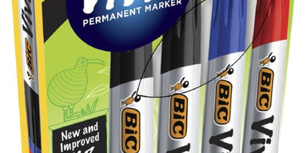 BIC Eco Vivid Permanent Marker Bullet Tip Assorted Colours Box 4