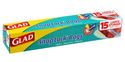 Glad Snaplock Storage Bags Resealable 260 x 380mm Pack 15