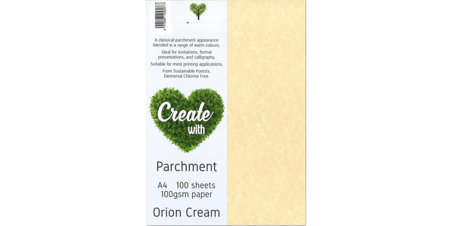 Direct Paper Parchment Paper 100gsm A4 Orion Cream Pack 100