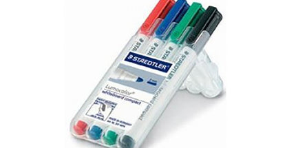Staedtler 341 Whiteboard Marker Bullet Tip 1-2.0mm Assorted Colours Pack 4