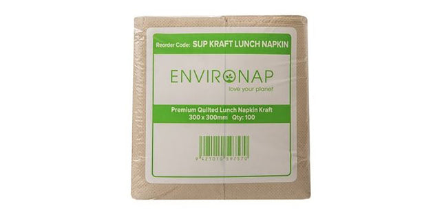 Environap Lunch Napkins 8 Fold 2 Ply Kraft Pack 100