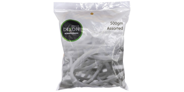 Dixon Rubber Bands Assorted sizes Bag 500g