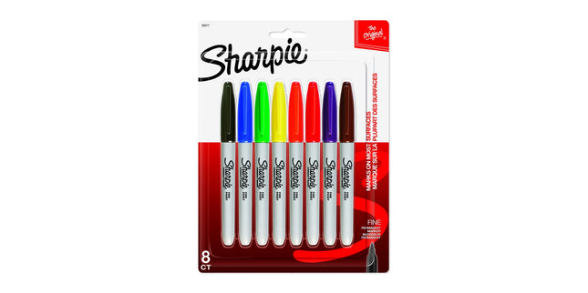Sharpie Permanent Marker Bullet Tip 1.0mm Assorted Colours Pack 8
