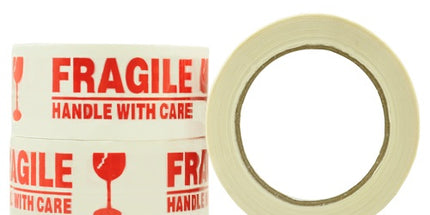 Printed Tape Fragile Handle With Care 48mm x 100m Red/White Roll