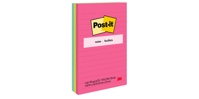Post-it Self Adhesive Notes 660-3AN Lined 101 x 152mm Poptimistic Pack 3