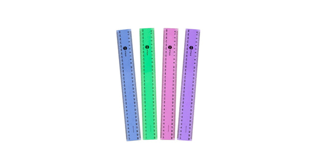 Marbig Ruler Plastic 30cm Assorted Fluorescent