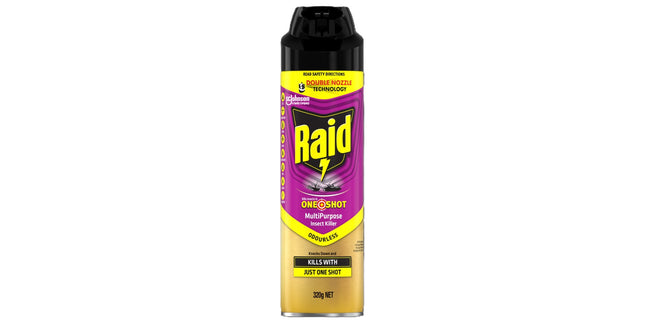 Raid One Shot Double Nozzle Multipurpose Insect Killer Odourless 320g
