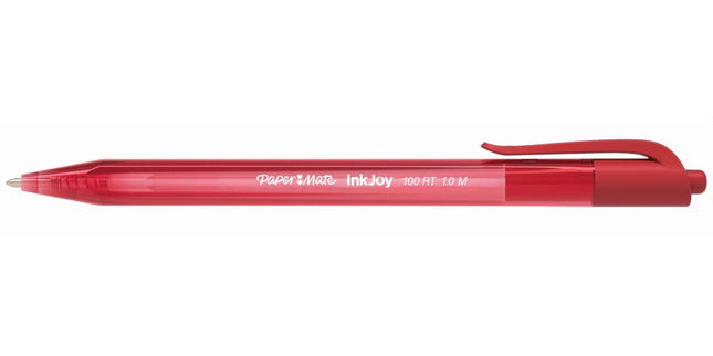 Paper Mate Inkjoy 100RT Ballpoint Pen Retractable Medium 1.0mm Red Box 12