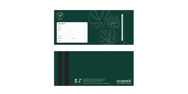 Ecopack Mail Courier Bag Compostable Resealable 135 x 240mm 70mm Flap DLE Green Pack 100
