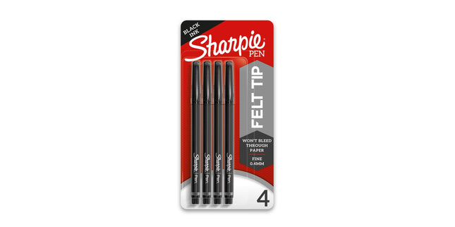 Sharpie Fineliner Pen Fine 0.4mm Black Pack 4
