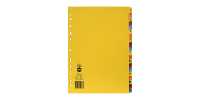 Marbig Indices Manilla 1-20 A4 Bright Colours