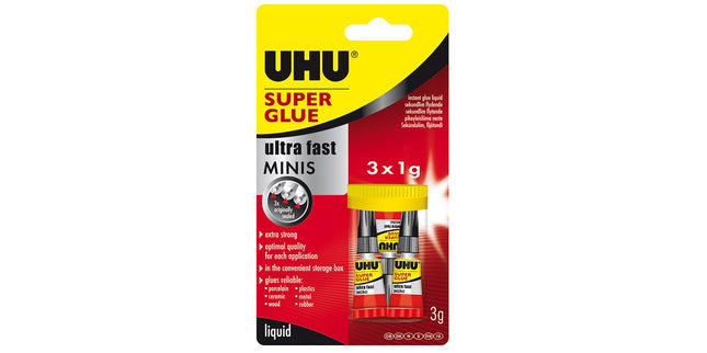 UHU Super Glue Minis 1ml Pack 3